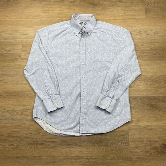 Robert Graham Shirt Mens Extra Large Blue Wall Street Money Bags Long Sleeve - Picture 1 of 12